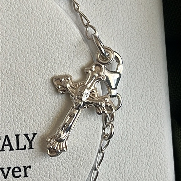 Brand New Sterling Silver Cross Bracelet Religious Christian Jesus Made in Italy - Picture 11 of 14